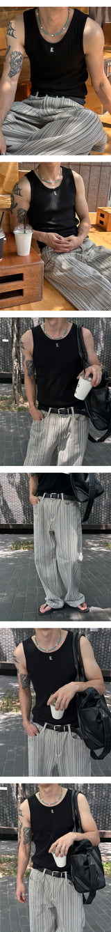 [S/S] High ribbed logo sleeveless(6color)