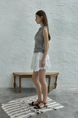 Ribbon sleeveless knit_gray