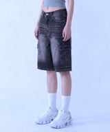 Basic Washing Bermuda Cargo Denim Pants - 3COLOR