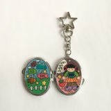 Oval-Shaped Mirror Keychain/楕円形ミラーキーホルダー