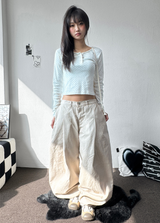 Rabbit Pigment Washed Balloon Long Pants 2 SIZE 3 COLORS 
