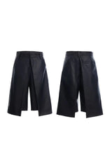 Double Layer Faux Leather Shorts