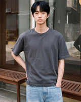 26SS★ メンズクロップドシルケット半袖Tシャツ