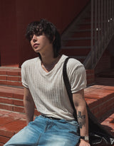 [1+1]Robert Velour V-neck short sleeve T-shirt
