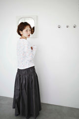 Double Shirred Leather Skirt