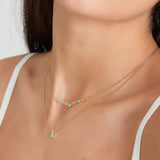 ロンビックターコイズリンク925シルバーネックレスN033-03G