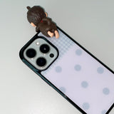 [MADE] [+MagSafe] ドットパッチスマホケース ピンク (グラスブラックバンパー)