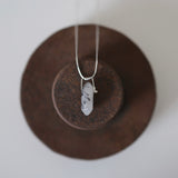 Pencil Black Hair Crystal Silver 925 Necklace handmade