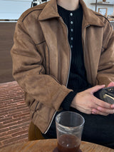 Velvety Suede Padded Jacket (2 Colors)