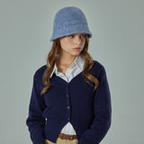 VA Curved Oval Metal Washed Knit Bucket Hat  / Soft Blue