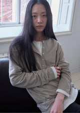 Boyfriend Henley Loose T-shirt (Khaki)