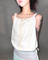 (2color) Lace Drawstring Sleeveless Blouse