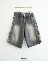 Destroyed Camouflage Denim Half Pants