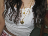 チャビーイニシャルネックレス (7 Letters, Gold)