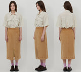 オーナメントプリントコーデュロイスカート [BEIGE]