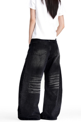 Black Whisker Barrel Jeans