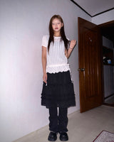 (2color) Frill Tiered Pants Layered Chiffon Skirt