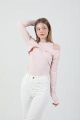 レイヤードツイストTシャツノースリーブセット Pink