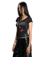 RACING UNIFORM PRINT CAP SLEEVE TOP