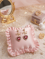 ローズピンクハートアンドリボンピアス