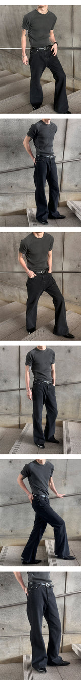 [Unisex] アンダーカッティングブーツカットパンツ