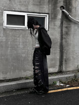 black destroyed wide denim
