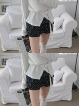 DOTINA Ruffle Dot Mini Pants Skirt (Black)