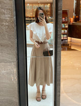 Desman Pintuck Banding Flare Skirt (Belt set)