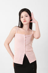 Button Sleeveless Top Pink