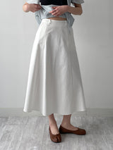 Stitched Cotton Flare Long Skirt