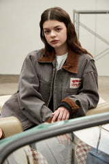 CORDUROY POINT WORK JACKET - DARK BROWN