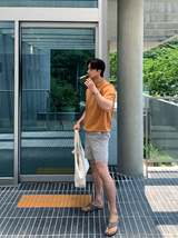 エアクールボタンカラーショートパンツニット