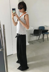 [BELT SET] CROSS LINE WIDE SLACKS