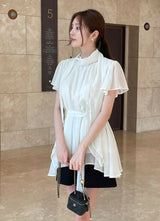 ヘンズ ホルタータイ シフォン ブラウス(Belt set)