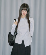 クロスアップリケスリムフィットチェックシャツ - ホワイト