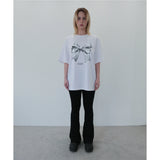 【数量限定】メタリックリボンTシャツ - WHITE