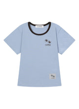 RORA SMALL LOGO U-NECK HALF T (10COLOR)