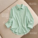 Pastel 💛 Thin Stripe Loose Fit Summer Long-Sleeved Shirt (6 colors)