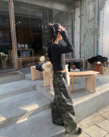 (Unisex) Camo pintuck pants
