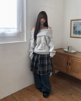 Siha Pleated Midi Check Skirt