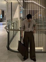 Look Mentless Formal Pintuck Back Banding Wide Slacks