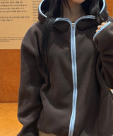 [Unisex] Line fleece hood zip up(3color)