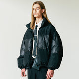 リバーシブルリンクルスナイロンハイネックパファー