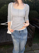 [easeas made] Wide Rib Button T