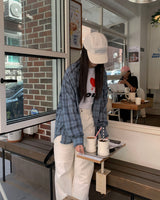 (Unisex)デストロイドチェックシャツ