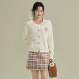 Balletcore Contrast Jacquard Knit Cardigan