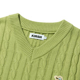 WITTY BUNNY CABLE KNIT VEST - LIGHT MINT