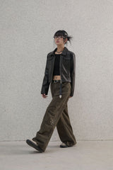 Studded pattern cotton pants