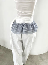 1460. Frill lace ribbon layered cover sk (4color)