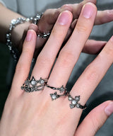 Gray Snow Star Cubic Open Ring